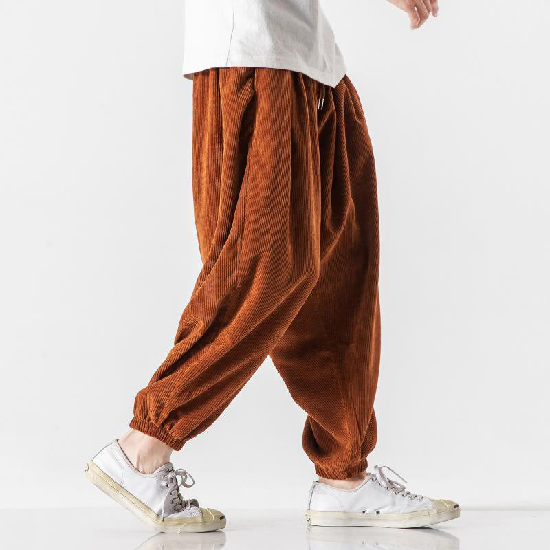 Men’s Loose Corduroy Pants with Elastic Cuffs Ash & Harbor