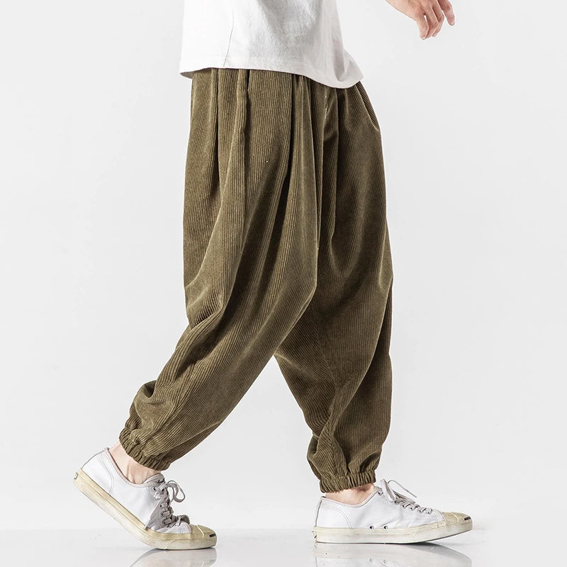 Men’s Loose Corduroy Pants with Elastic Cuffs Ash & Harbor