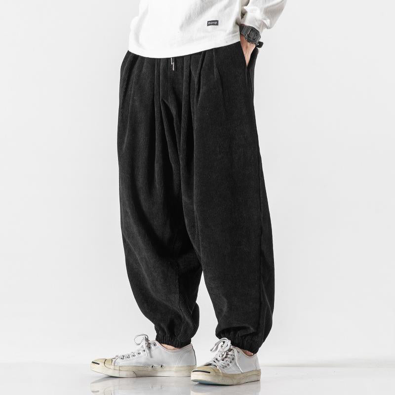 Men’s Loose Corduroy Pants with Elastic Cuffs Ash & Harbor