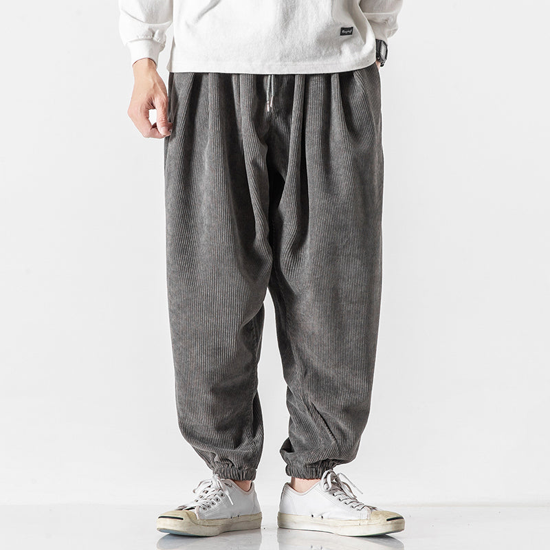 Men’s Loose Corduroy Pants with Elastic Cuffs Ash & Harbor