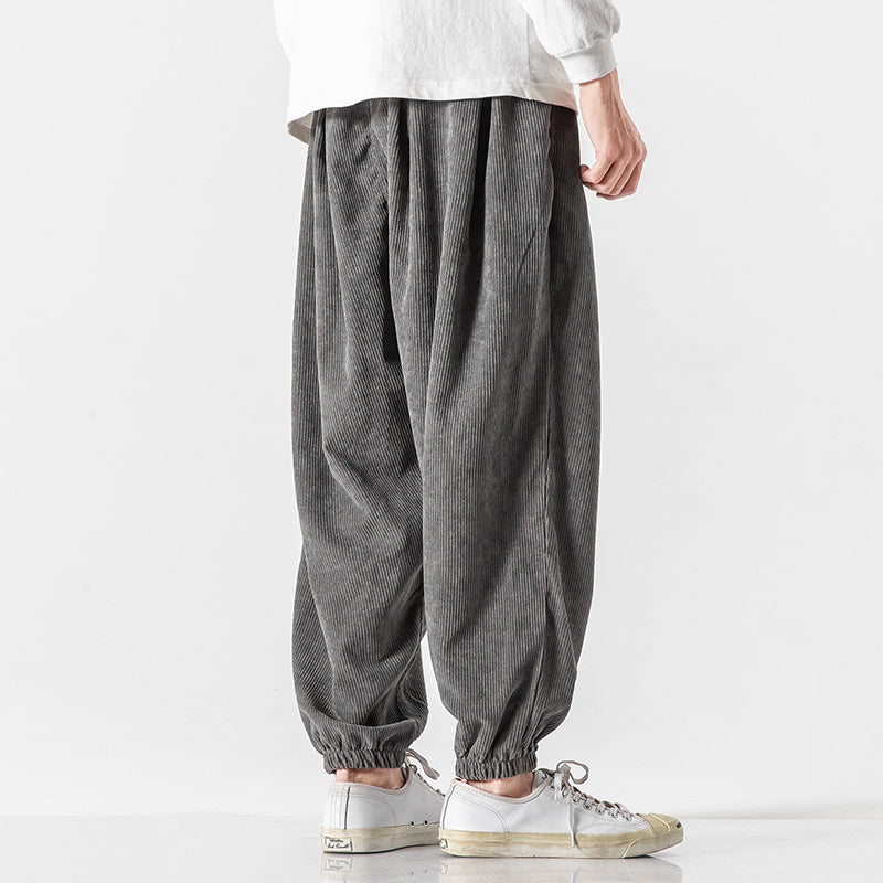 Men’s Loose Corduroy Pants with Elastic Cuffs Ash & Harbor