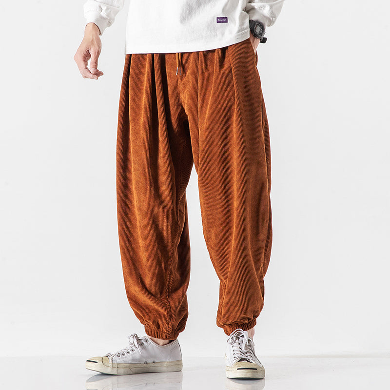 Men’s Loose Corduroy Pants with Elastic Cuffs Ash & Harbor