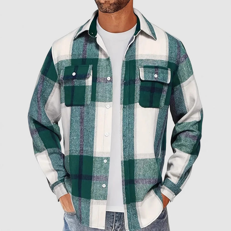 Men’s Plaid Button-Up Shirt with Chest Pockets Ash & Harbor