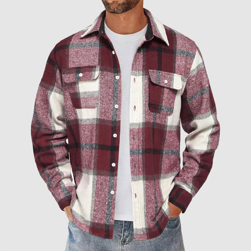 Men’s Plaid Button-Up Shirt with Chest Pockets Ash & Harbor