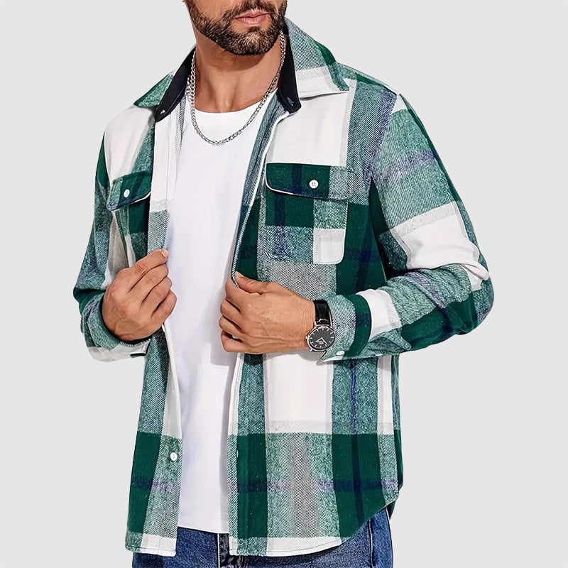 Men’s Plaid Button-Up Shirt with Chest Pockets Ash & Harbor