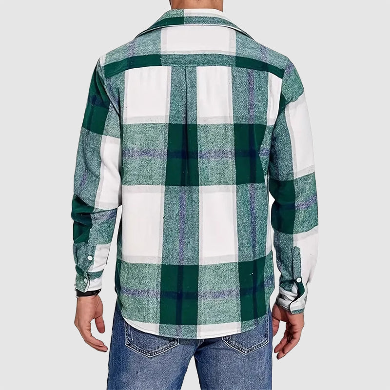 Men’s Plaid Button-Up Shirt with Chest Pockets Ash & Harbor