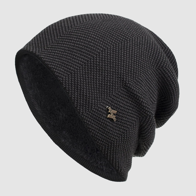Men’s Textured Knit Beanie with Fleece Lining Ash & Harbor