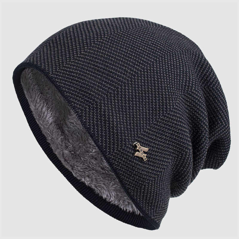 Men’s Textured Knit Beanie with Fleece Lining Ash & Harbor