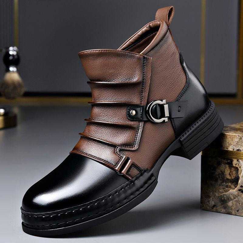 Men’s Two-Tone Genuine Leather Boots with Lace-Up Front Ash & Harbor