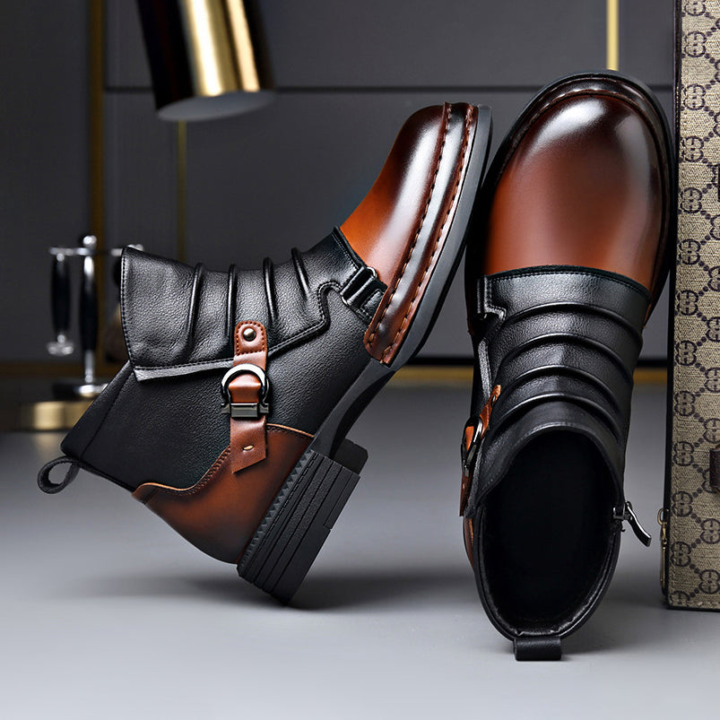 Men’s Two-Tone Genuine Leather Boots with Lace-Up Front Ash & Harbor
