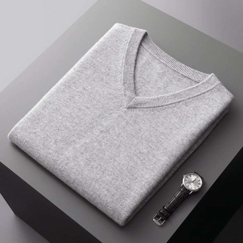 Men’s V-Neck Wool Blend Sweater Ash & Harbor