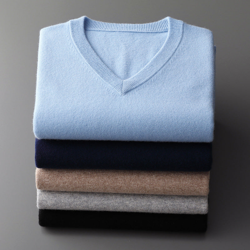 Men’s V-Neck Wool Blend Sweater Ash & Harbor