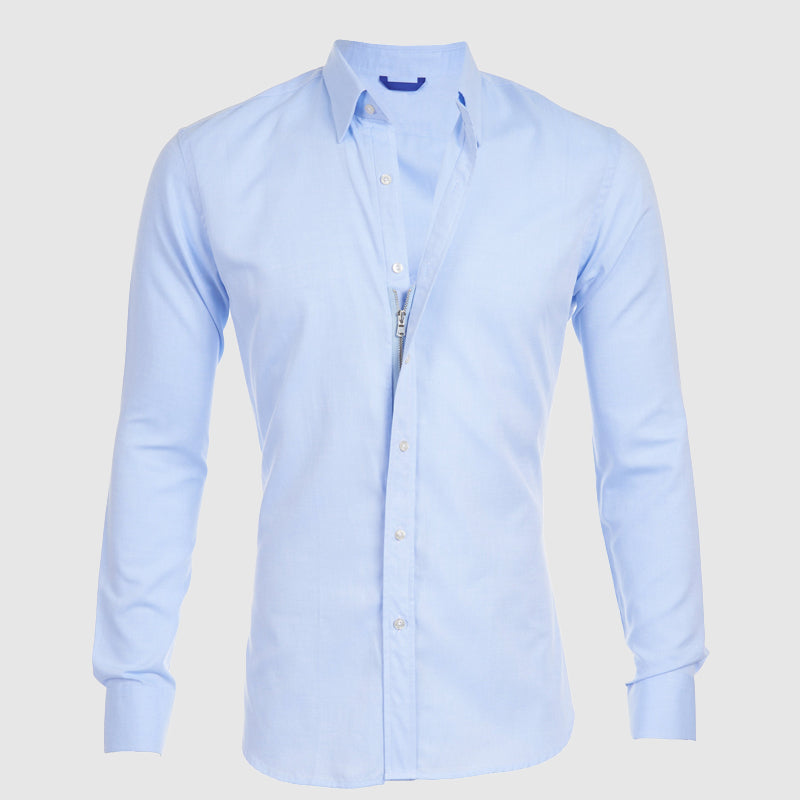 Roberto Russo Fitted Shirt with Integrated Zipper Ash & Harbor