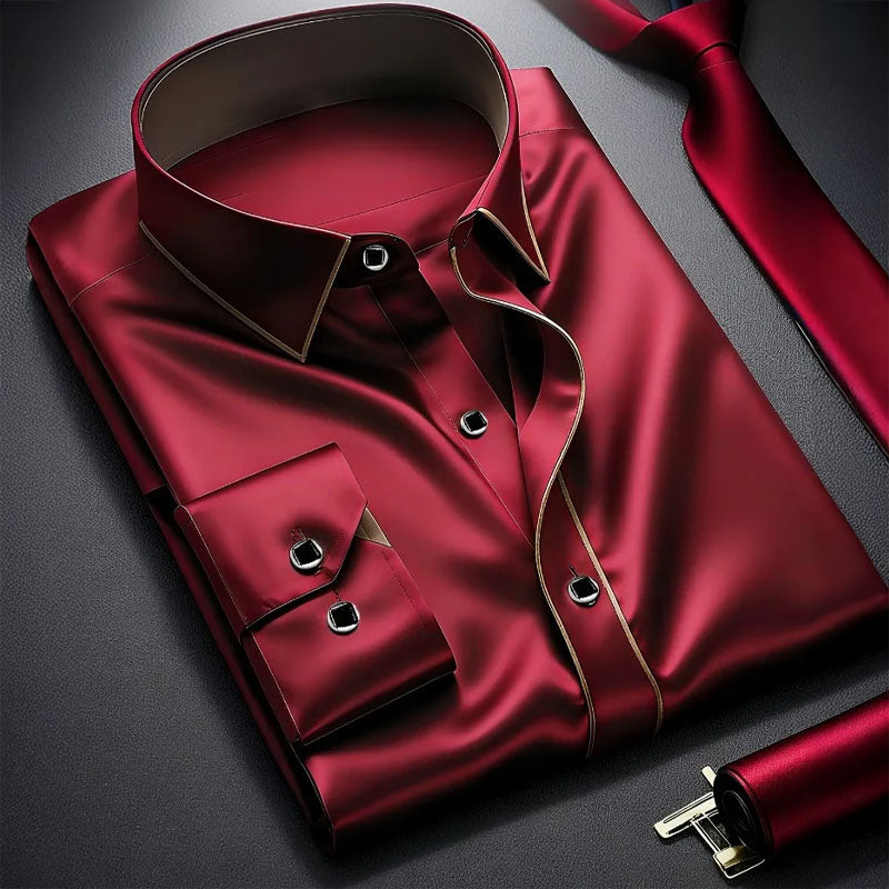 Roberto Russo Long Sleeve Shirt with Contrast Trim Ash & Harbor