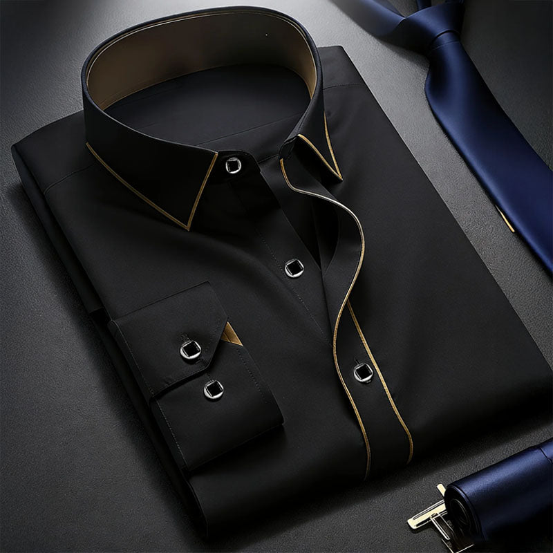 Roberto Russo Long Sleeve Shirt with Contrast Trim Ash & Harbor