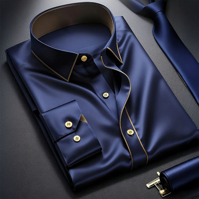 Roberto Russo Long Sleeve Shirt with Contrast Trim Ash & Harbor