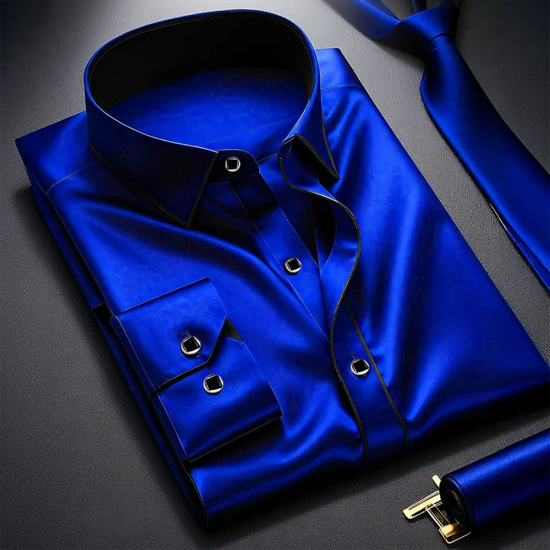 Roberto Russo Long Sleeve Shirt with Contrast Trim Ash & Harbor