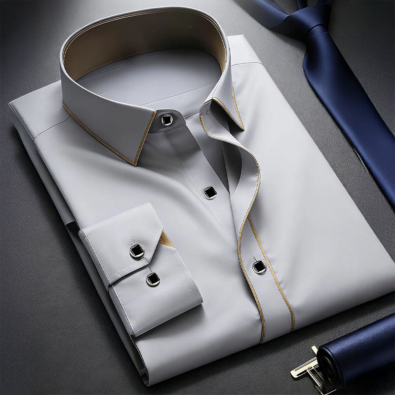 Roberto Russo Long Sleeve Shirt with Contrast Trim Ash & Harbor