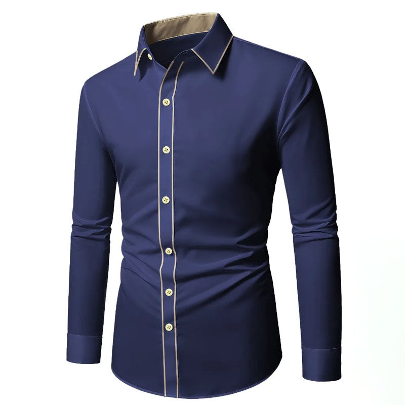 Roberto Russo Long Sleeve Shirt with Contrast Trim Ash & Harbor