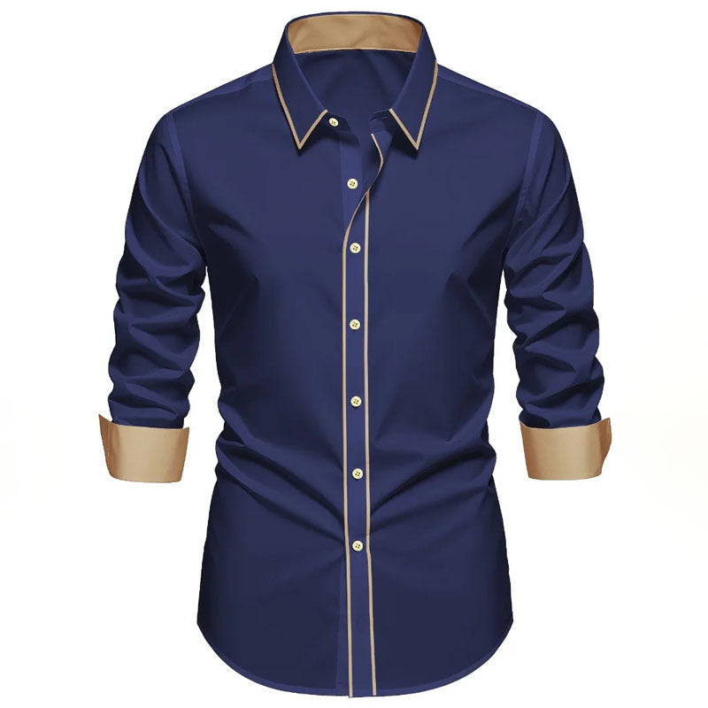 Roberto Russo Long Sleeve Shirt with Contrast Trim Ash & Harbor