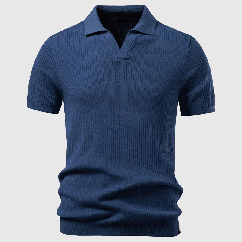 Roberto Russo Polo Shirt with Open Collar Ash & Harbor