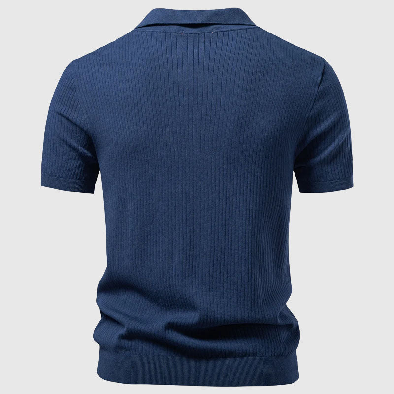 Roberto Russo Polo Shirt with Open Collar Ash & Harbor