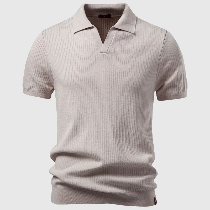 Roberto Russo Polo Shirt with Open Collar Ash & Harbor
