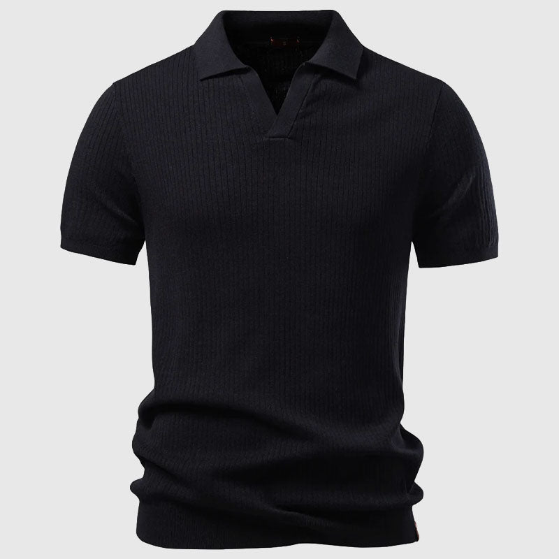 Roberto Russo Polo Shirt with Open Collar Ash & Harbor