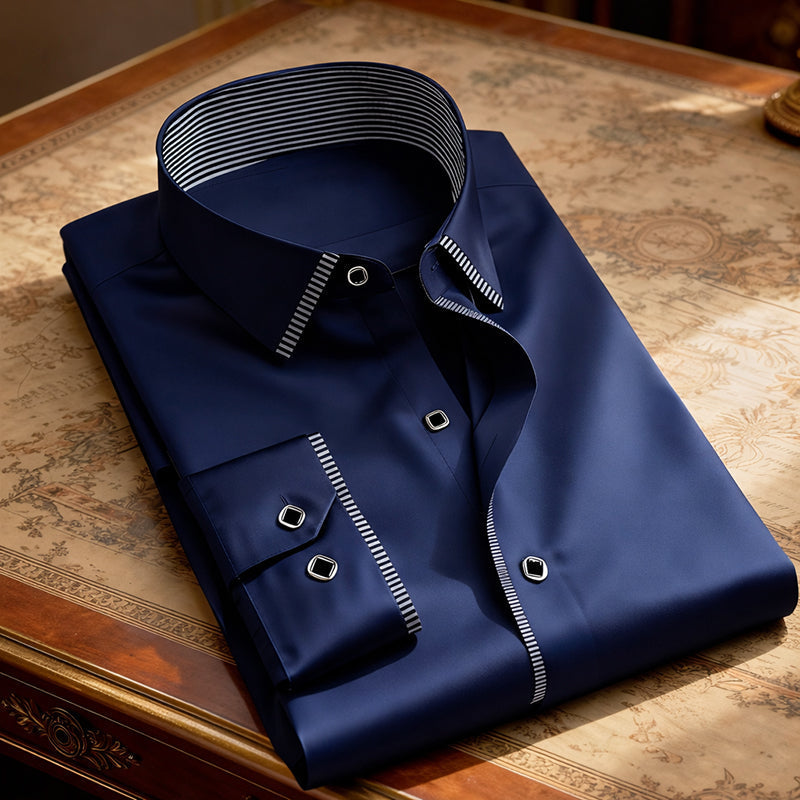 Roberto Russo Smooth Finish Button-Up Shirt Ash & Harbor