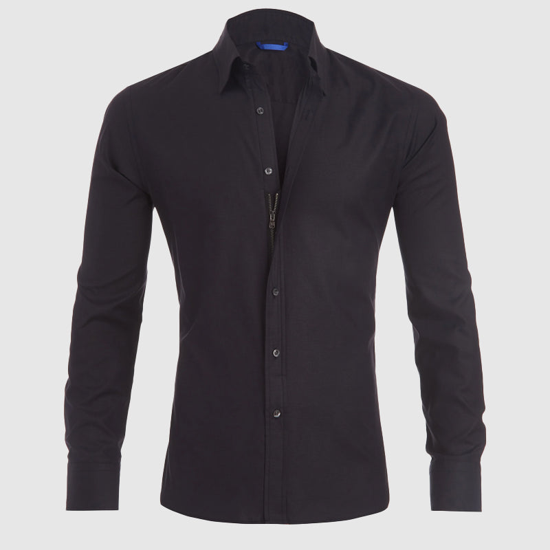 Roberto Russo Fitted Shirt with Integrated Zipper Ash & Harbor