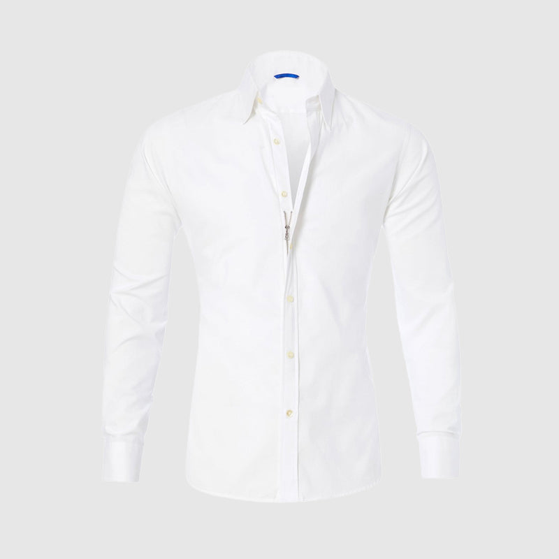 Roberto Russo Fitted Shirt with Integrated Zipper Ash & Harbor