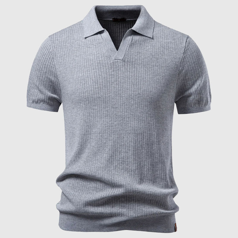 Roberto Russo Polo Shirt with Open Collar Ash & Harbor