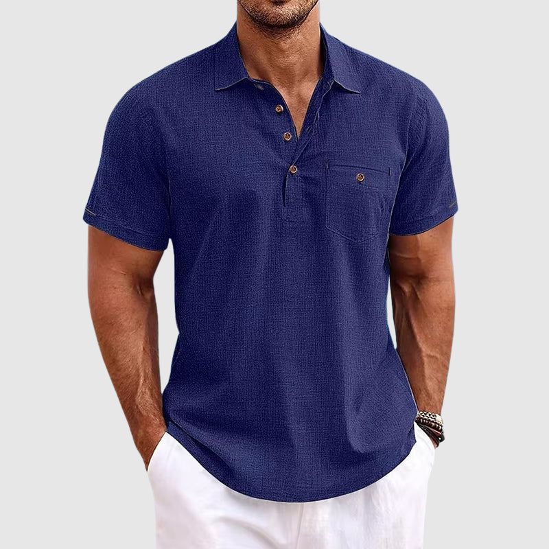 Theodore Willow Linen Polo Shirt Ash & Harbor