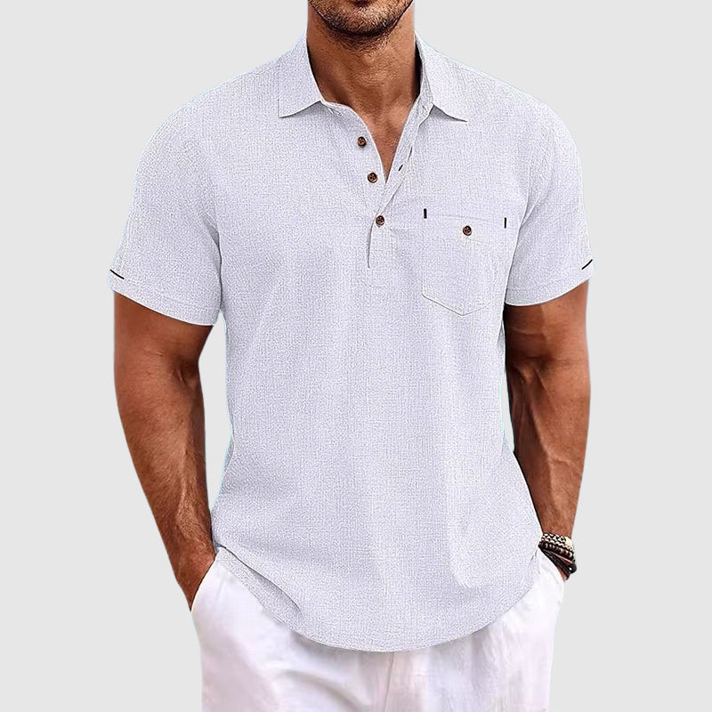 Theodore Willow Linen Polo Shirt Ash & Harbor