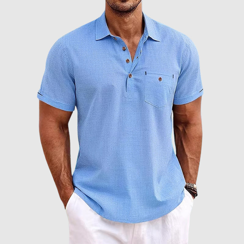 Theodore Willow Linen Polo Shirt Ash & Harbor