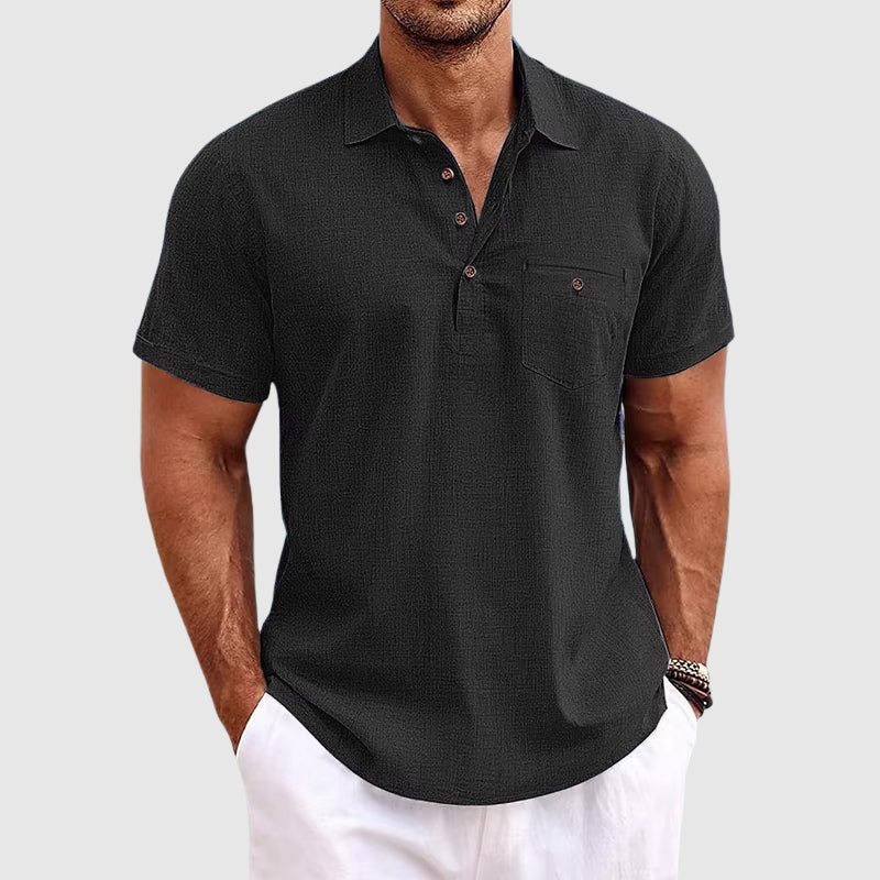 Theodore Willow Linen Polo Shirt Ash & Harbor