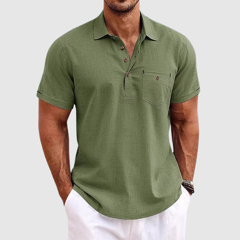 Theodore Willow Linen Polo Shirt Ash & Harbor
