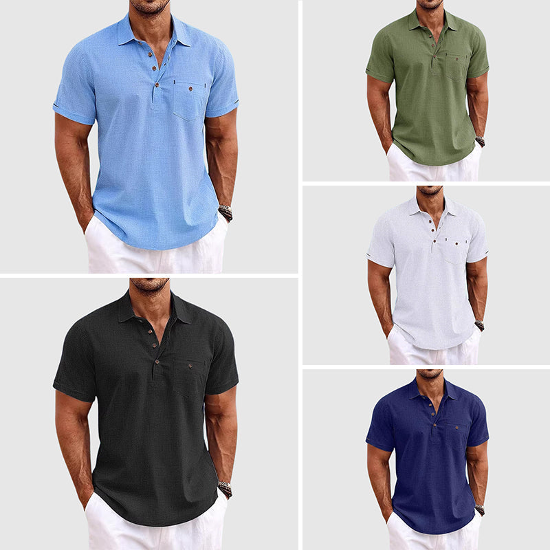 Theodore Willow Linen Polo Shirt Ash & Harbor