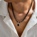 Tiger's Eye Beaded Necklace with Octagonal Pendant