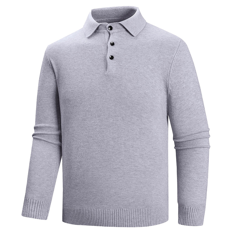Elegant Knit Sweater for Men with Polo Collar Ash & Harbor
