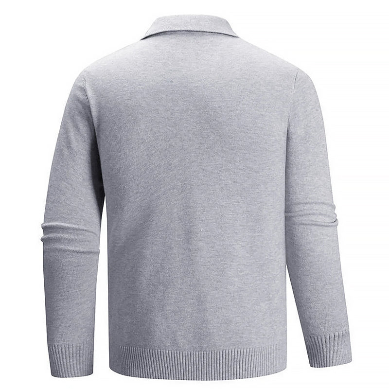 Elegant Knit Sweater for Men with Polo Collar Ash & Harbor